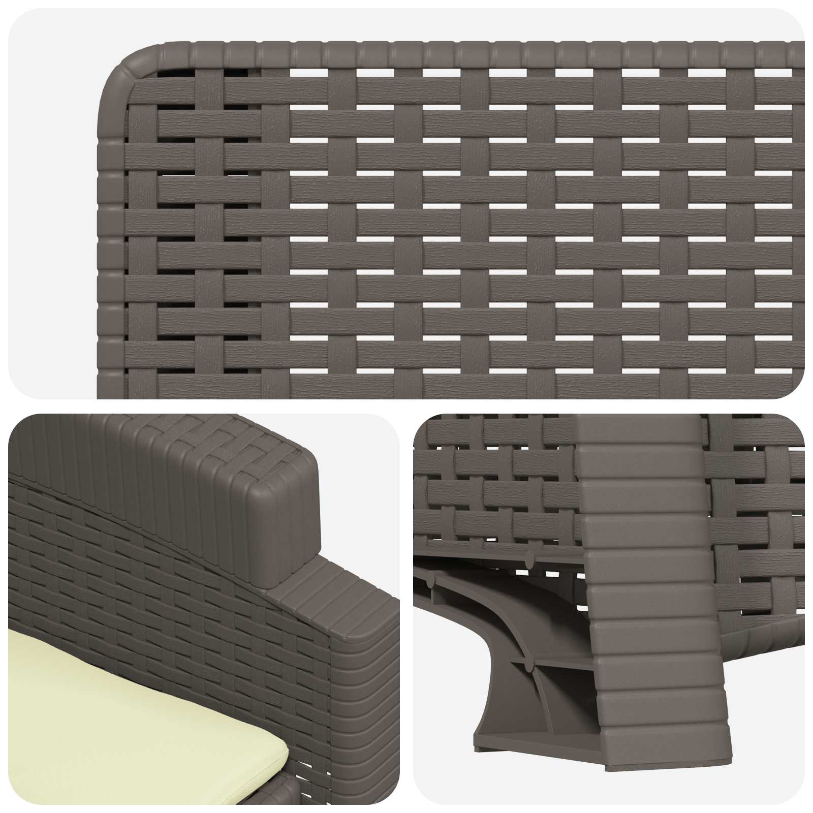 Liegesessel Garten Rattan-Optik 2 pcs Hellgrau und Creme PP