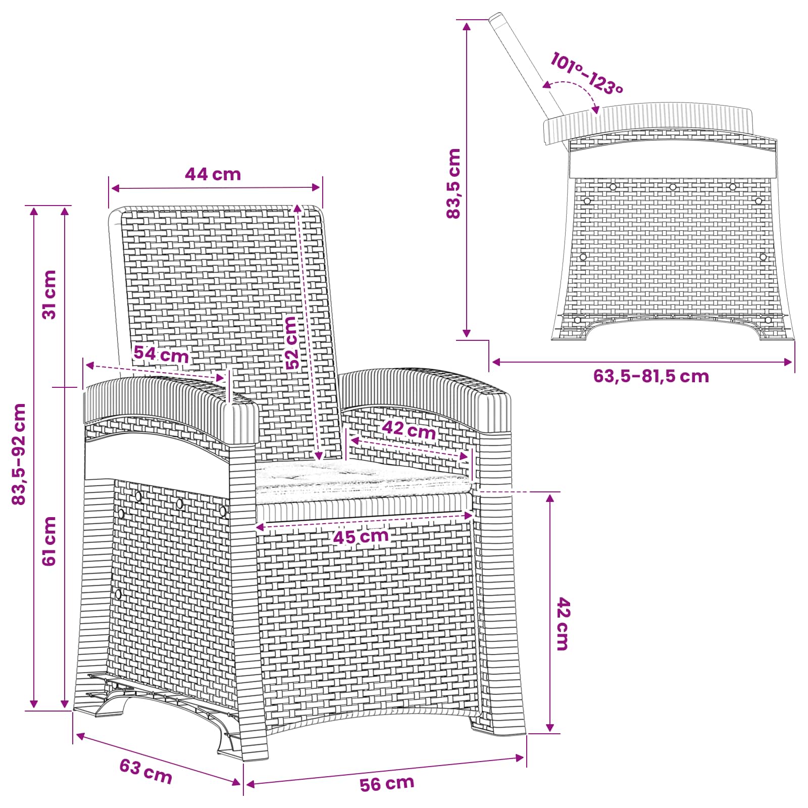 Liegesessel Garten Rattan-Optik 2 pcs Hellgrau PP