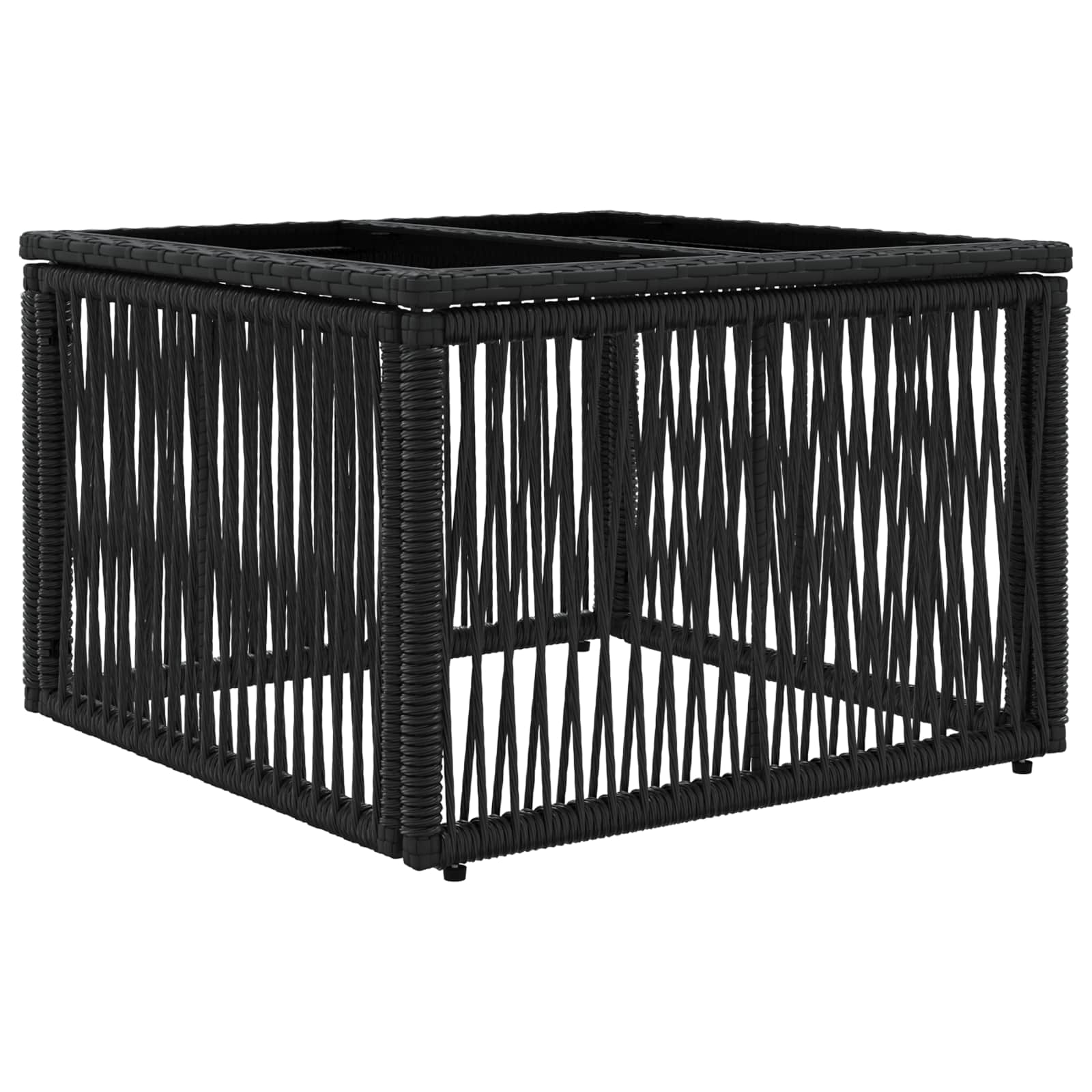 Gartentisch Schwarz 55 x 55 x 37 cm PE Rattan und Glas