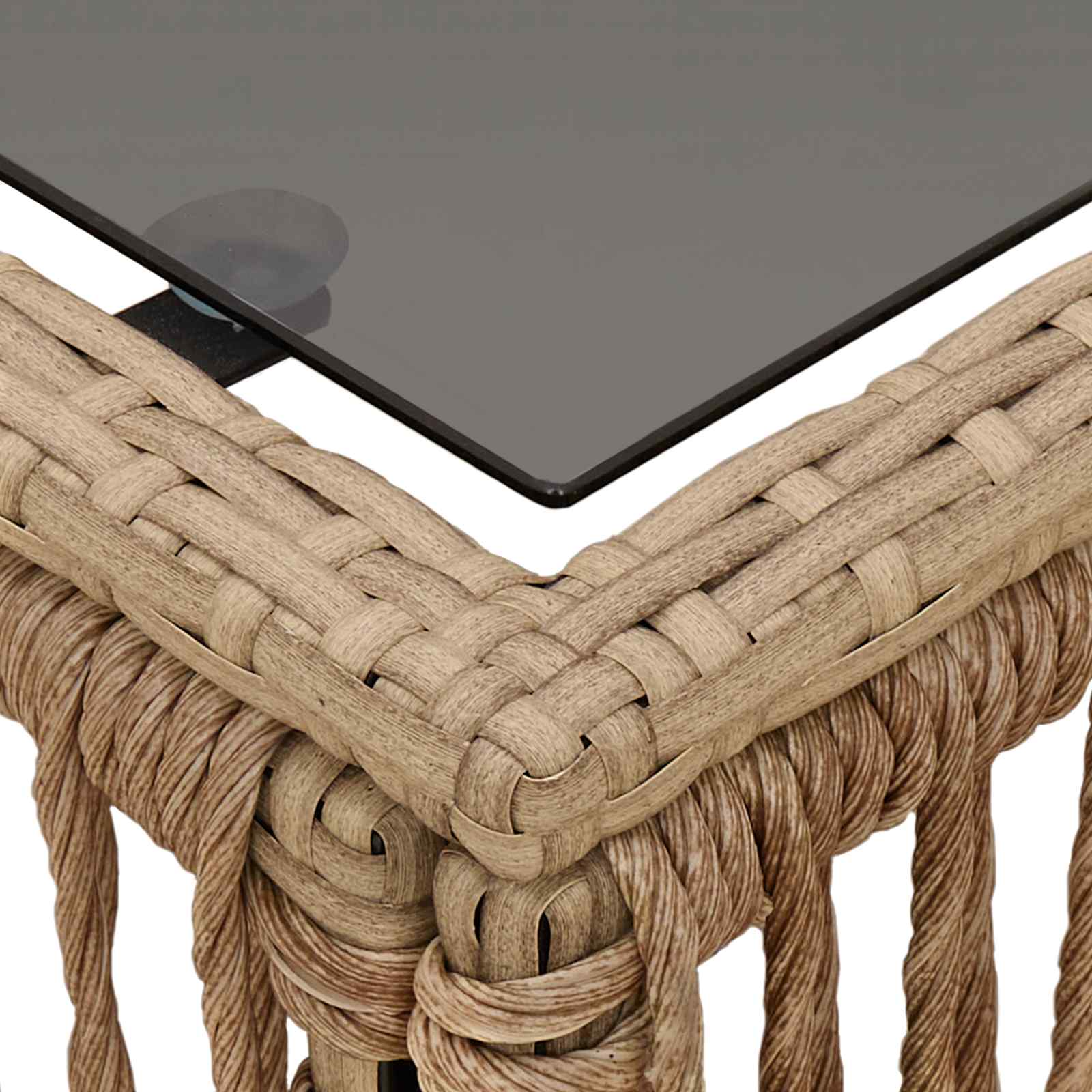 Gartentisch Beige und Schwarz 55 x 55 x 37 cm