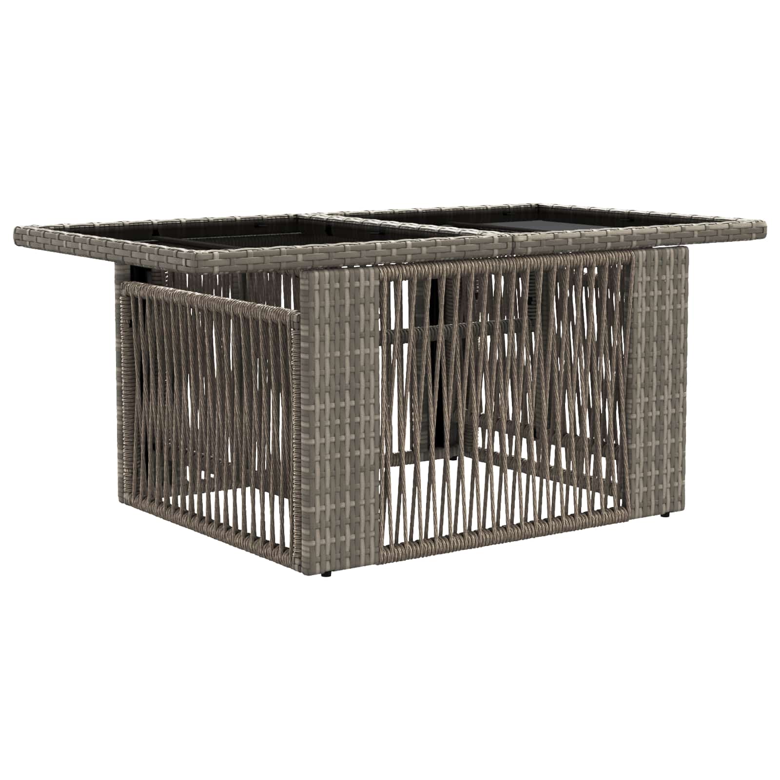 Gartentisch Grau 100 x 55 x 37 cm PE Rattan und Glas