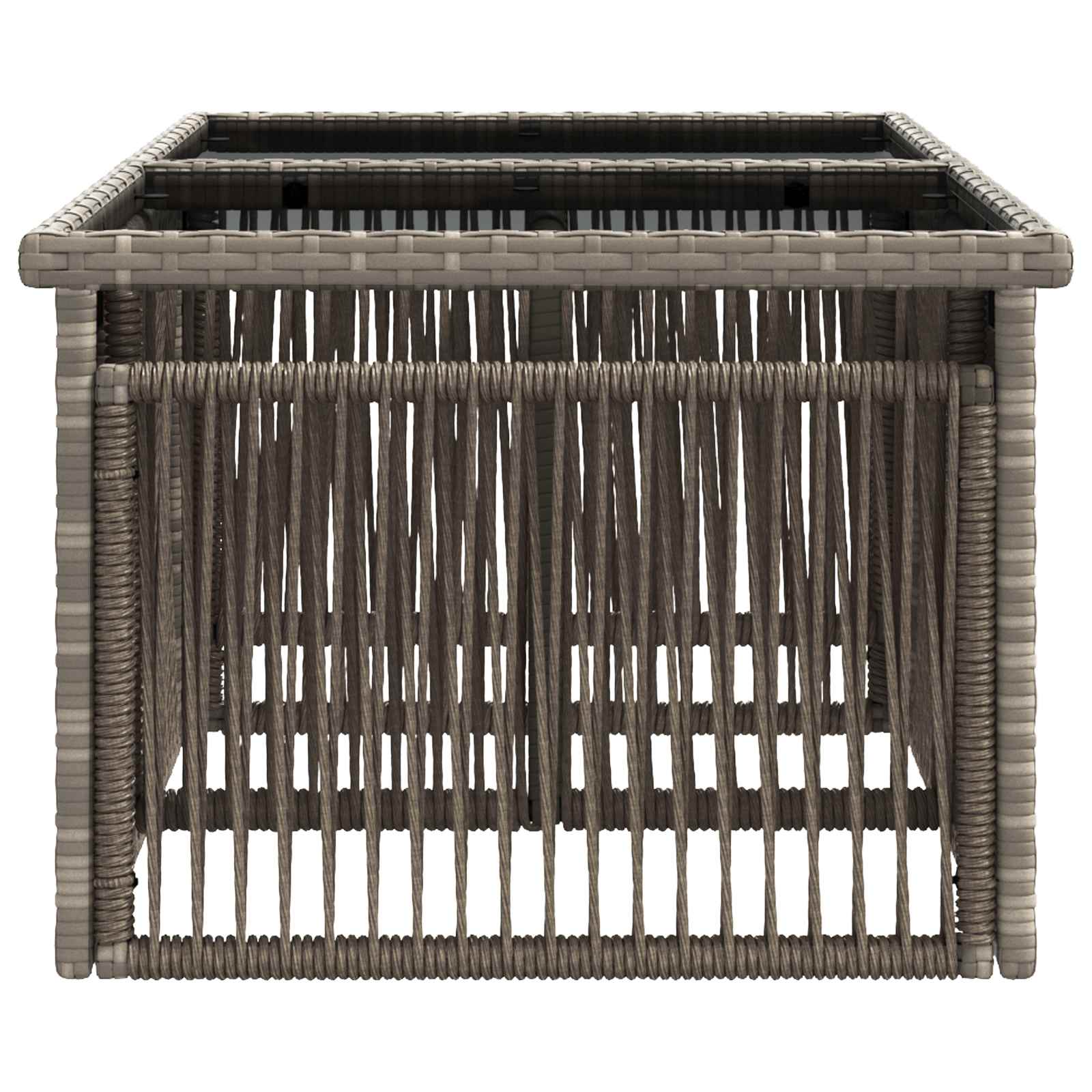 Gartentisch Grau 100 x 55 x 37 cm PE Rattan und Glas