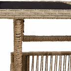 Gartentisch Beige 100 x 55 x 37 cm PE Rattan und Glas