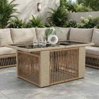 Gartentisch Beige 100 x 55 x 37 cm PE Rattan und Glas