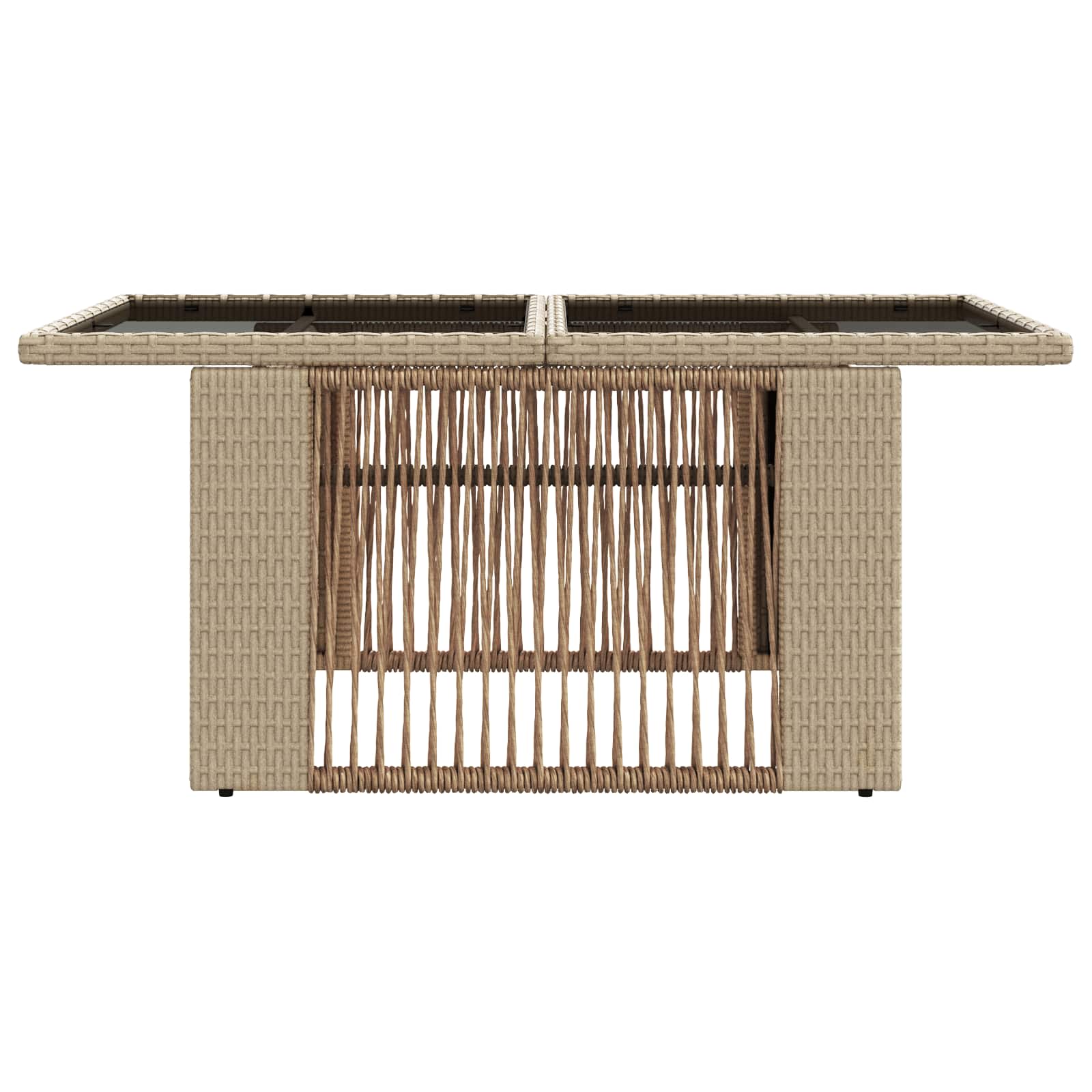Gartentisch Beige 100 x 55 x 37 cm PE Rattan und Glas