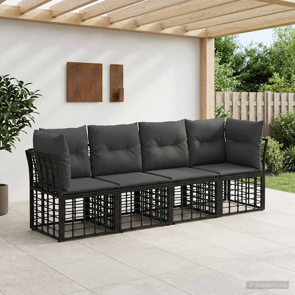 Outdoor-Sofagarnitur Schwarz Polyester