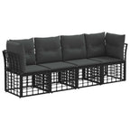 Outdoor-Sofagarnitur Schwarz Polyester