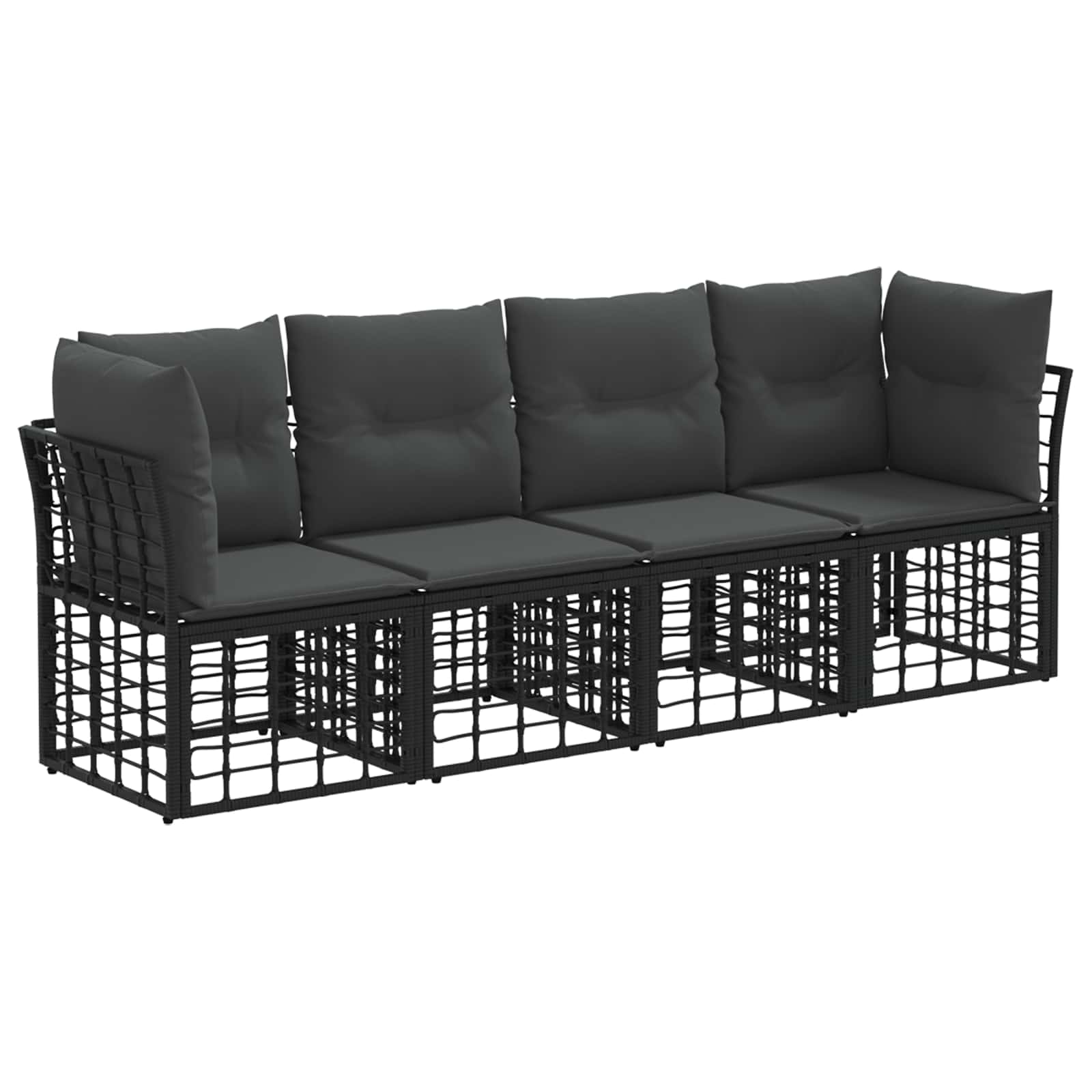 Outdoor-Sofagarnitur Schwarz Polyester