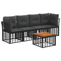 Outdoor-Sofagarnitur 5 pcs Schwarz und Dunkelgrau Polyester