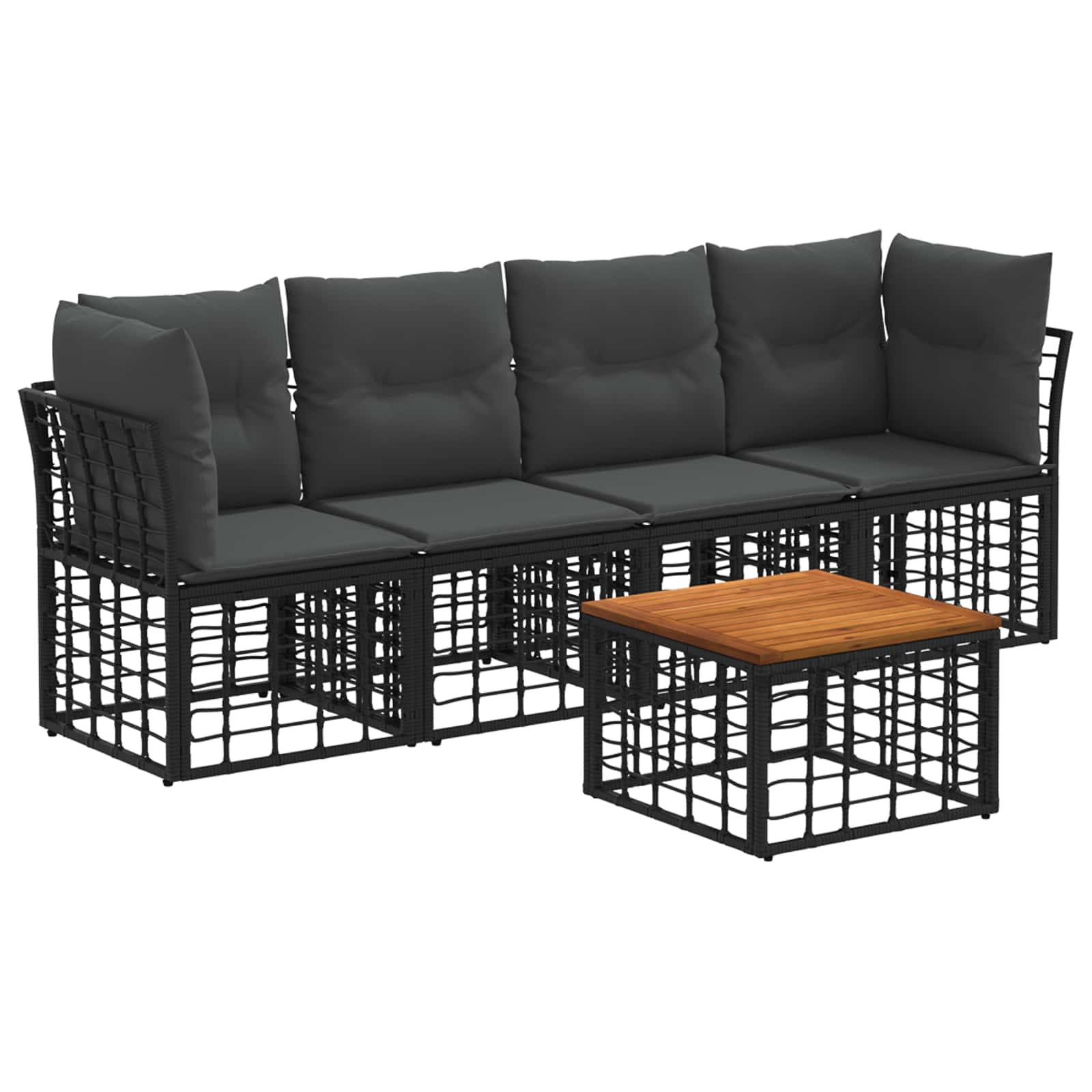 Outdoor-Sofagarnitur 5 pcs Schwarz und Dunkelgrau Polyester