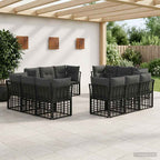 Outdoor-Sofagarnitur Schwarz Polyester