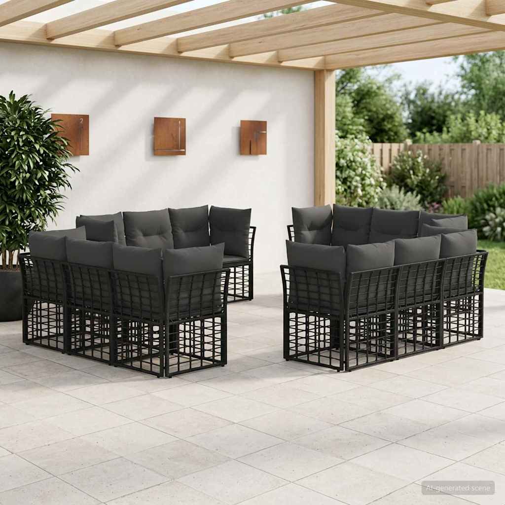 Outdoor-Sofagarnitur Schwarz Polyester