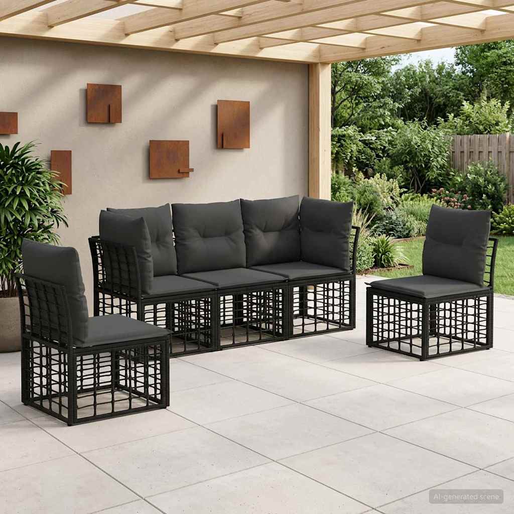 Outdoor-Sofagarnitur Schwarz Polyester