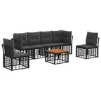 Outdoor-Sofagarnitur 7 pcs Schwarz und Dunkelgrau Polyester
