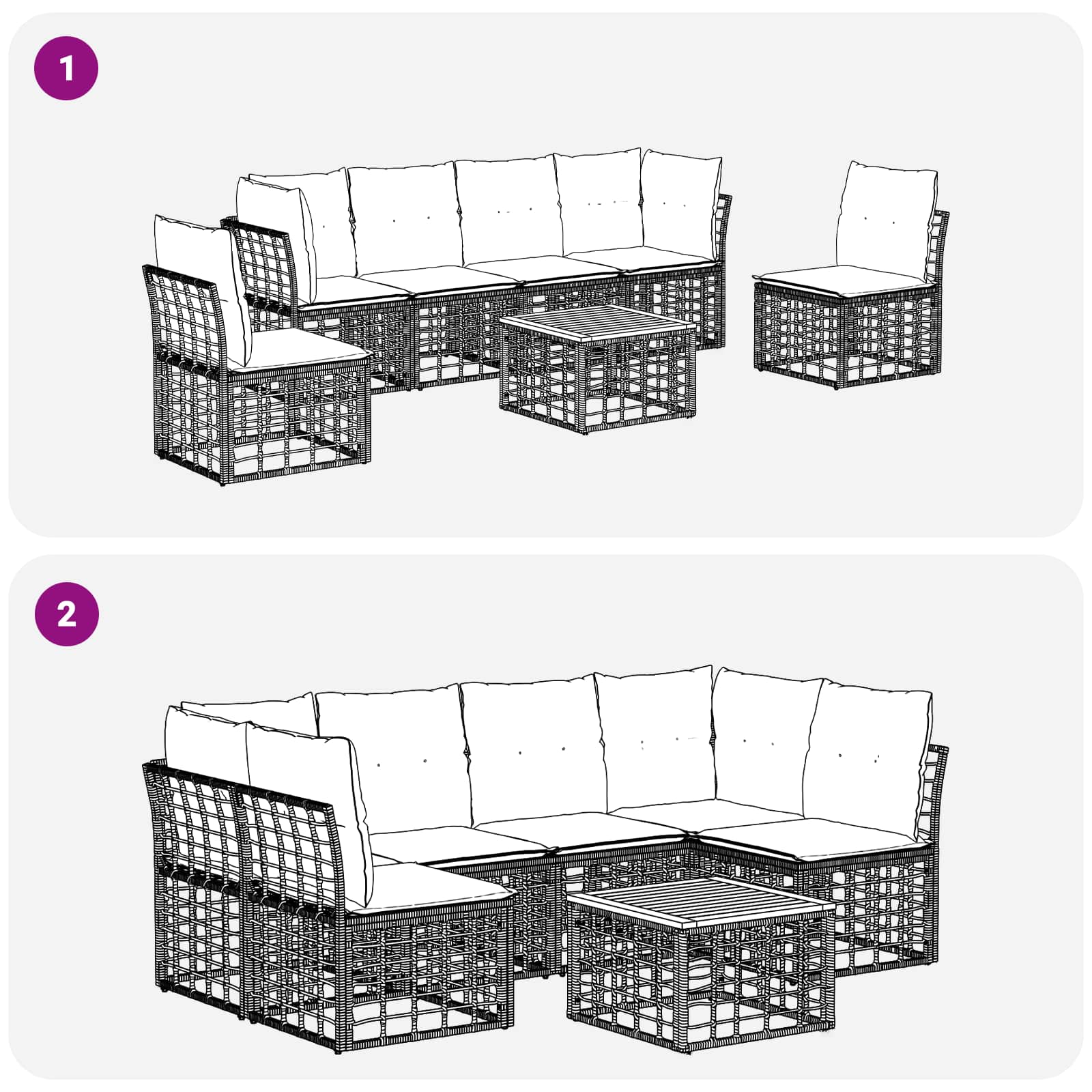 Outdoor-Sofagarnitur 7 pcs Natürlich und Cremweiß Polyester