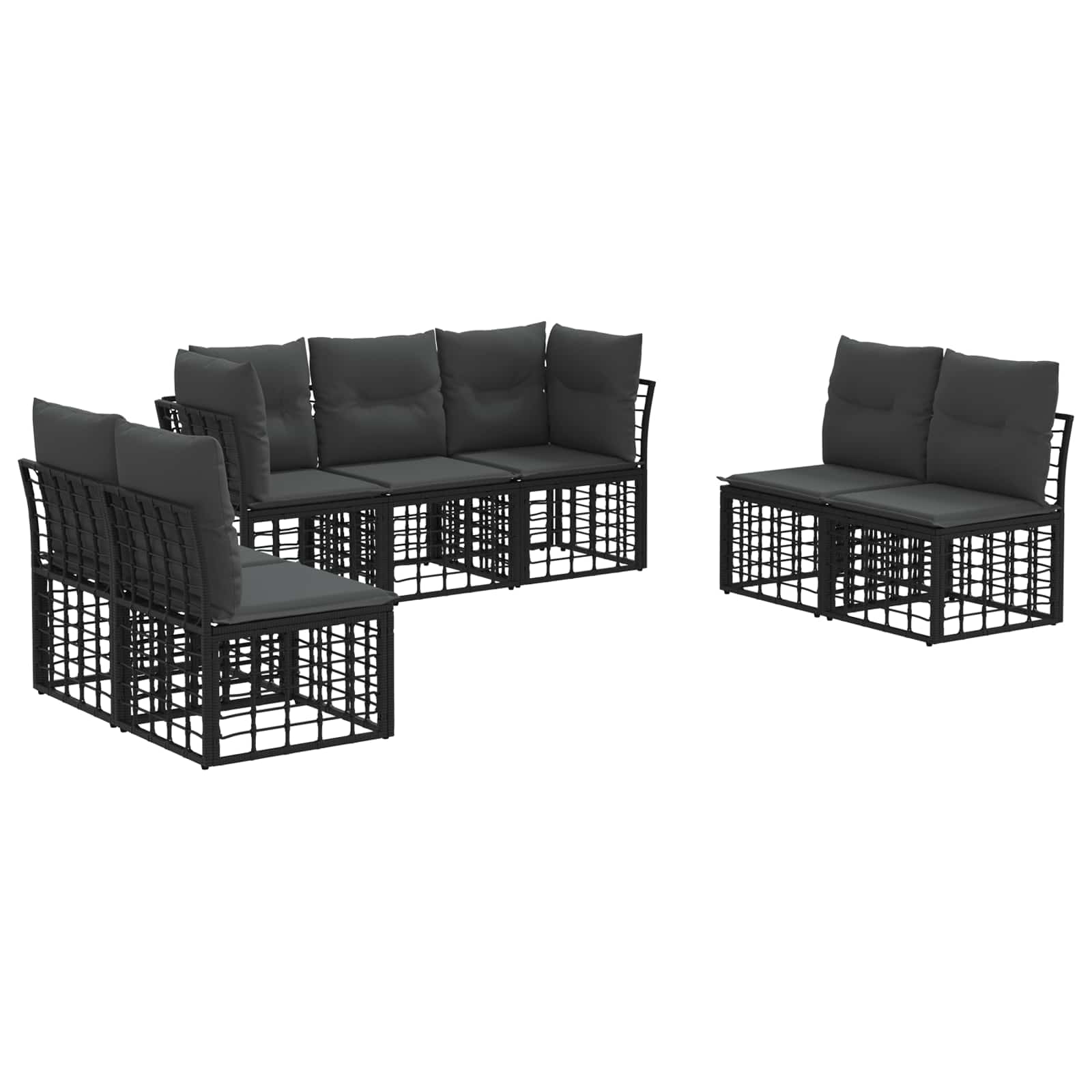 Outdoor-Sofagarnitur Schwarz Polyester