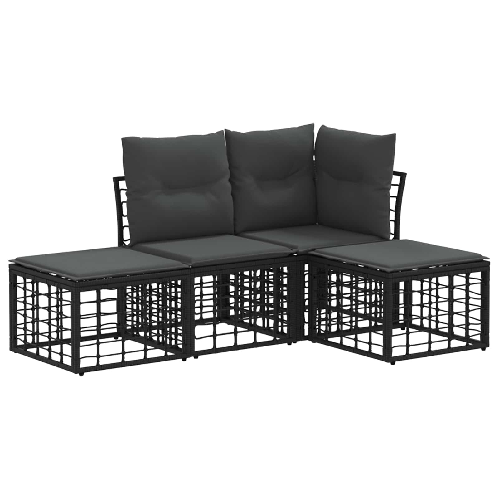 Outdoor-Sofagarnitur Schwarz Polyester