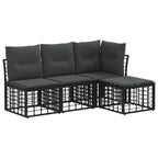 Outdoor-Sofagarnitur Schwarz Polyester