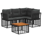 Outdoor-Sofagarnitur 5 pcs Schwarz und Dunkelgrau Polyester