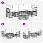 Outdoor-Sofagarnitur 6 pcs Schwarz und Dunkelgrau Polyester