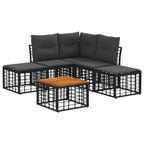 Outdoor-Sofagarnitur 6 pcs Schwarz und Dunkelgrau Polyester