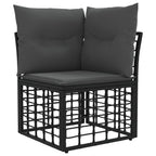 Outdoor-Sofagarnitur 6 pcs Schwarz und Dunkelgrau Polyester