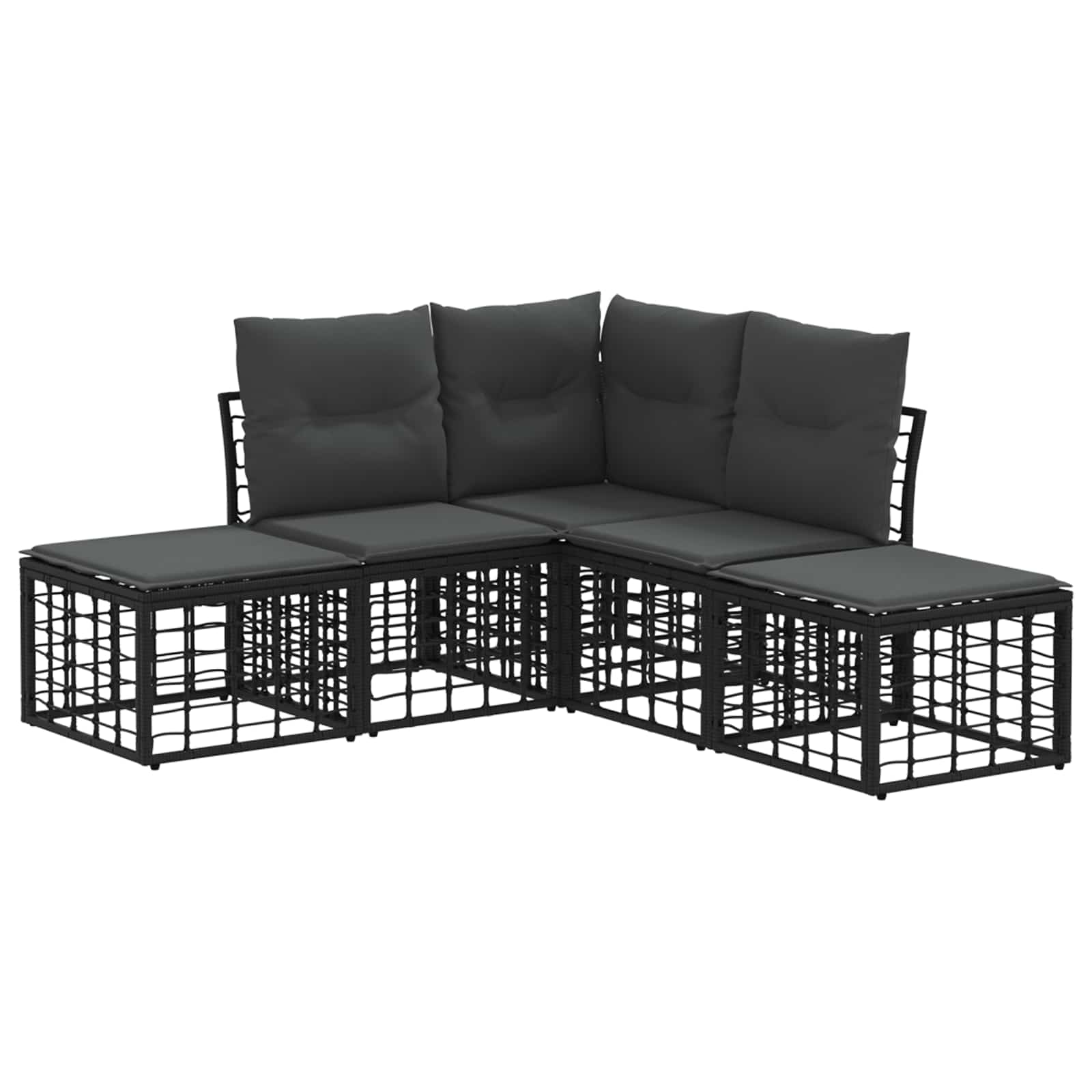 Outdoor-Sofagarnitur Schwarz Polyester