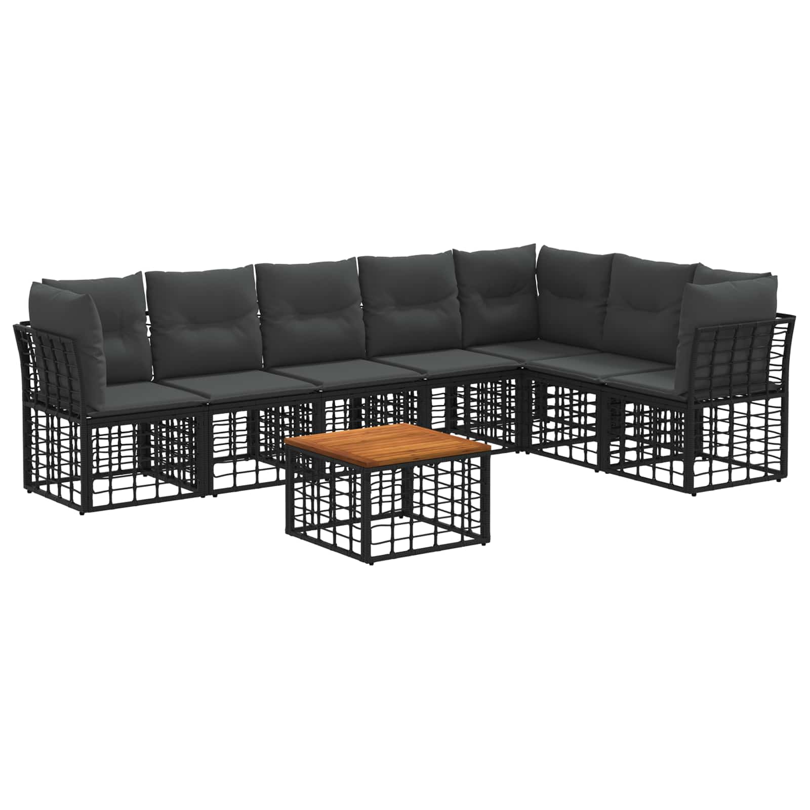 Outdoor-Sofagarnitur 8 pcs Schwarz und Dunkelgrau Polyester