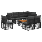 Outdoor-Sofagarnitur 9 pcs Schwarz und Dunkelgrau Polyester