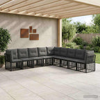 Outdoor-Sofagarnitur Schwarz Polyester