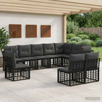 Outdoor-Sofagarnitur Schwarz Polyester