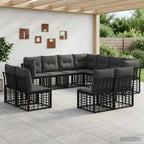 Outdoor-Sofagarnitur Schwarz Polyester
