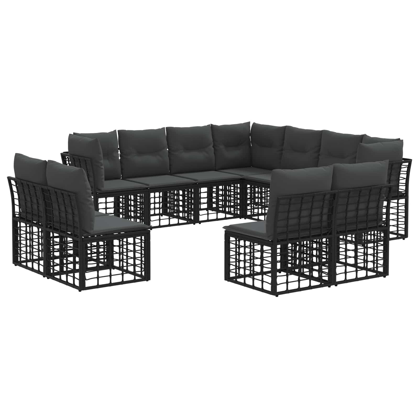 Outdoor-Sofagarnitur Schwarz Polyester