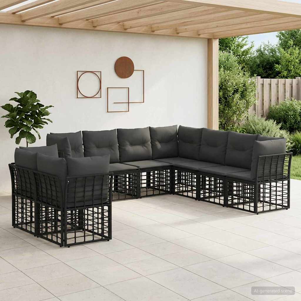 Outdoor-Sofagarnitur Schwarz Polyester