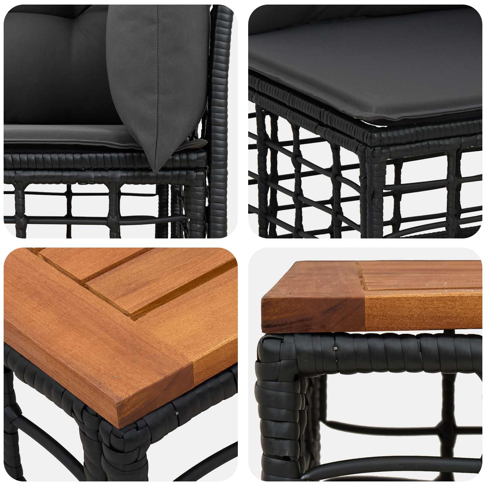 Outdoor-Sofagarnitur 10 pcs Schwarz und Dunkelgrau Polyester