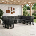 Outdoor-Sofagarnitur Schwarz Polyester