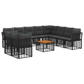 Outdoor-Sofagarnitur 11 pcs Schwarz und Dunkelgrau Polyester