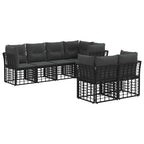 Outdoor-Sofagarnitur mit Kissen 7 pcs Schwarz Polyester