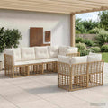 Outdoor-Sofagarnitur mit Kissen 7 pcs Natur Polyester