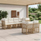 Outdoor-Sofagarnitur mit Kissen 7 pcs Natur Polyester