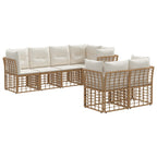 Outdoor-Sofagarnitur mit Kissen 7 pcs Natur Polyester