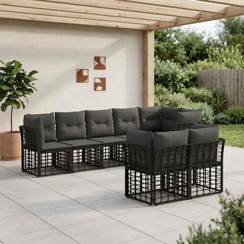 Outdoor-Sofagarnitur Schwarz Polyester