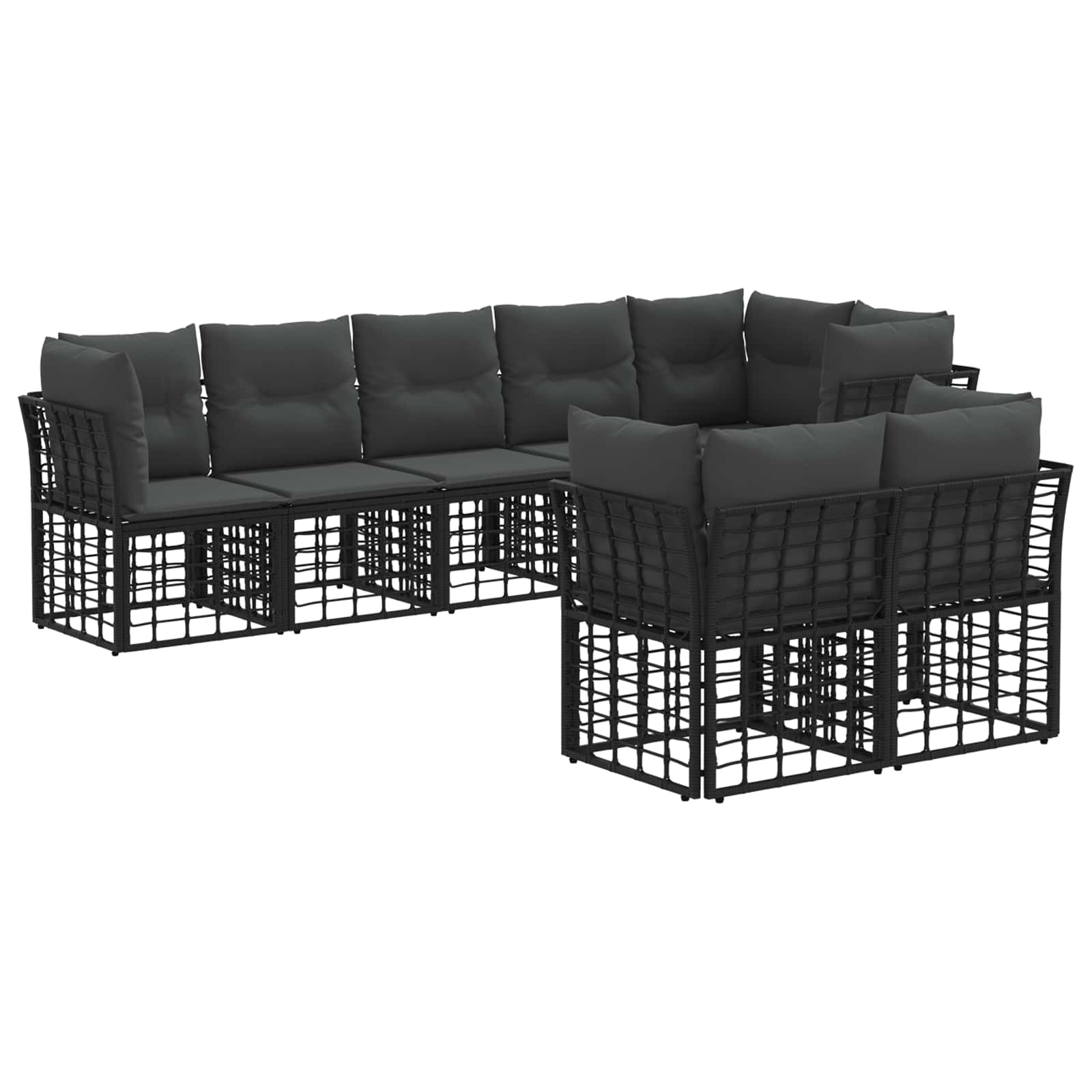 Outdoor-Sofagarnitur Schwarz Polyester