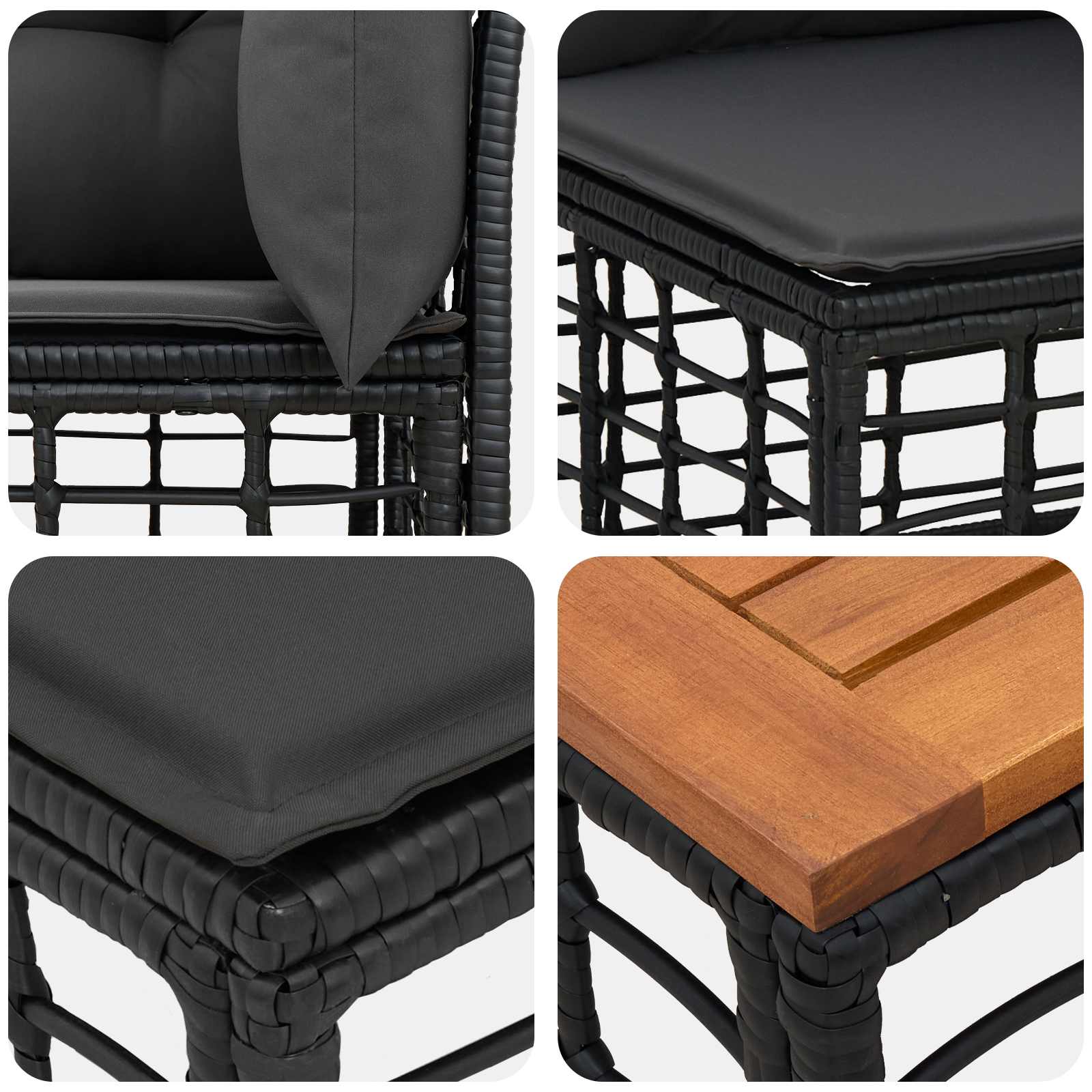 Outdoor-Sofagarnitur 7 pcs Schwarz und Dunkelgrau Polyester