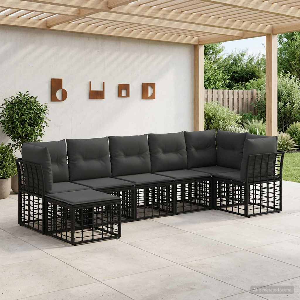 Outdoor-Sofagarnitur Schwarz Polyester