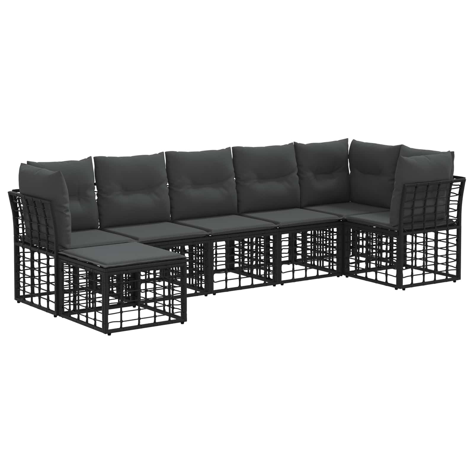 Outdoor-Sofagarnitur Schwarz Polyester