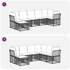 Outdoor-Sofagarnitur Schwarz Polyester