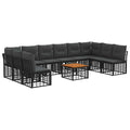 Outdoor-Sofagarnitur 11 pcs Schwarz und Dunkelgrau Polyester