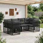 Outdoor-Sofagarnitur mit Kissen 6 pcs Schwarz Polyester