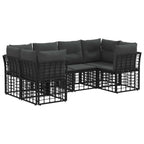 Outdoor-Sofagarnitur mit Kissen 6 pcs Schwarz Polyester